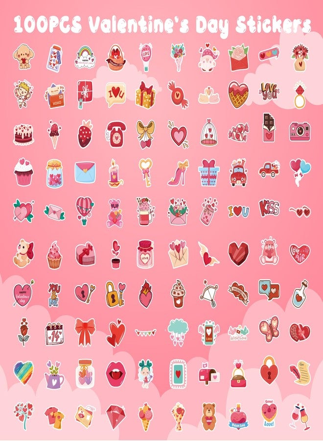 JXSDWANG Valentines Stickers - 100 PCS Heart Rose Stickers for Kids | Valentines Day Gifts Crafts Activities Party Favors Supplies Decorations for School Classroom - Image 2